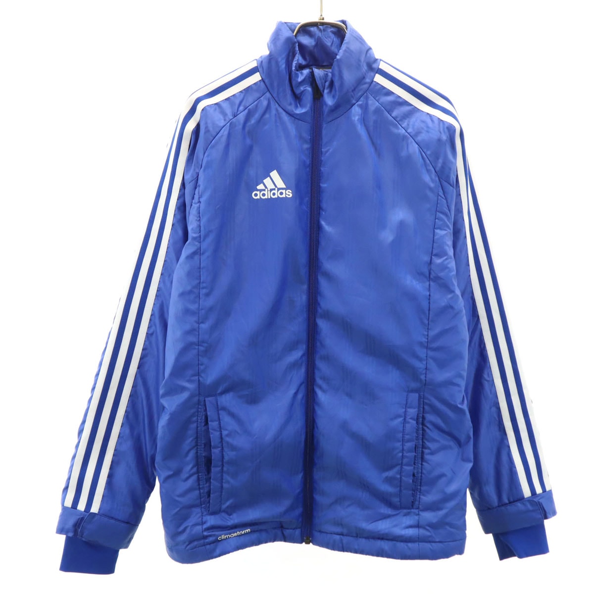 adidas アディダス ストライプ柄 サッカー 中綿ジャケット S ブルー系