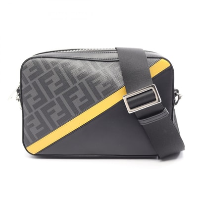 フェンディ FENDI ダイアゴナル カメラケース ズッカ ショルダーバッグ バッグ PVCコーティングキャンバス レザー メンズ ブラック系 / グレー系 / イエロー系 【中古】