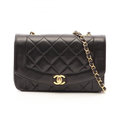 シャネル CHANEL マトラッセ ダイアナフラップ ショルダーバッグ バッグ ラムスキン(羊革) レディース ブラック系 A01164 【中古】