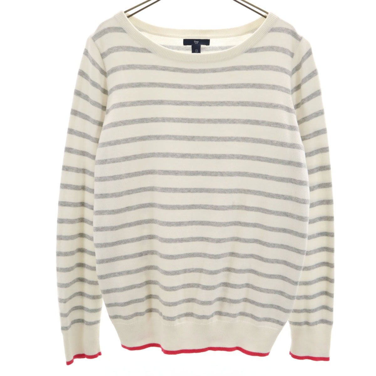 GAP ギャップ ボーダー柄 長袖 ニット L ホワイト