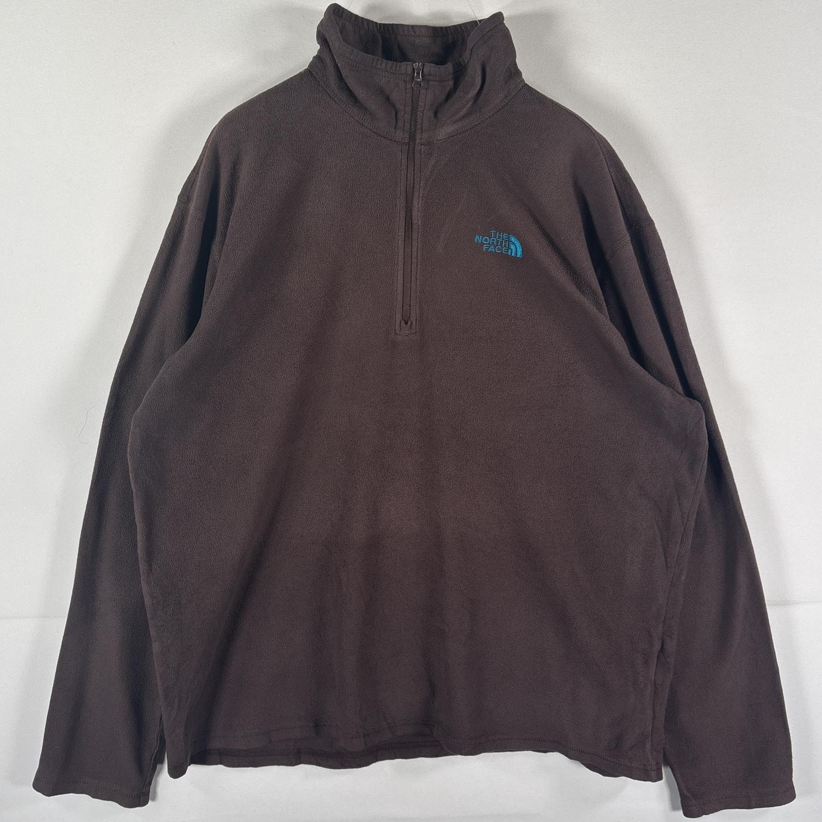 古着 ザ・ノースフェイス THE NORTH FACE フリーストレーナー ワンポイントロゴ刺繍 ライナー ハーフジップ L ブラウン メンズ