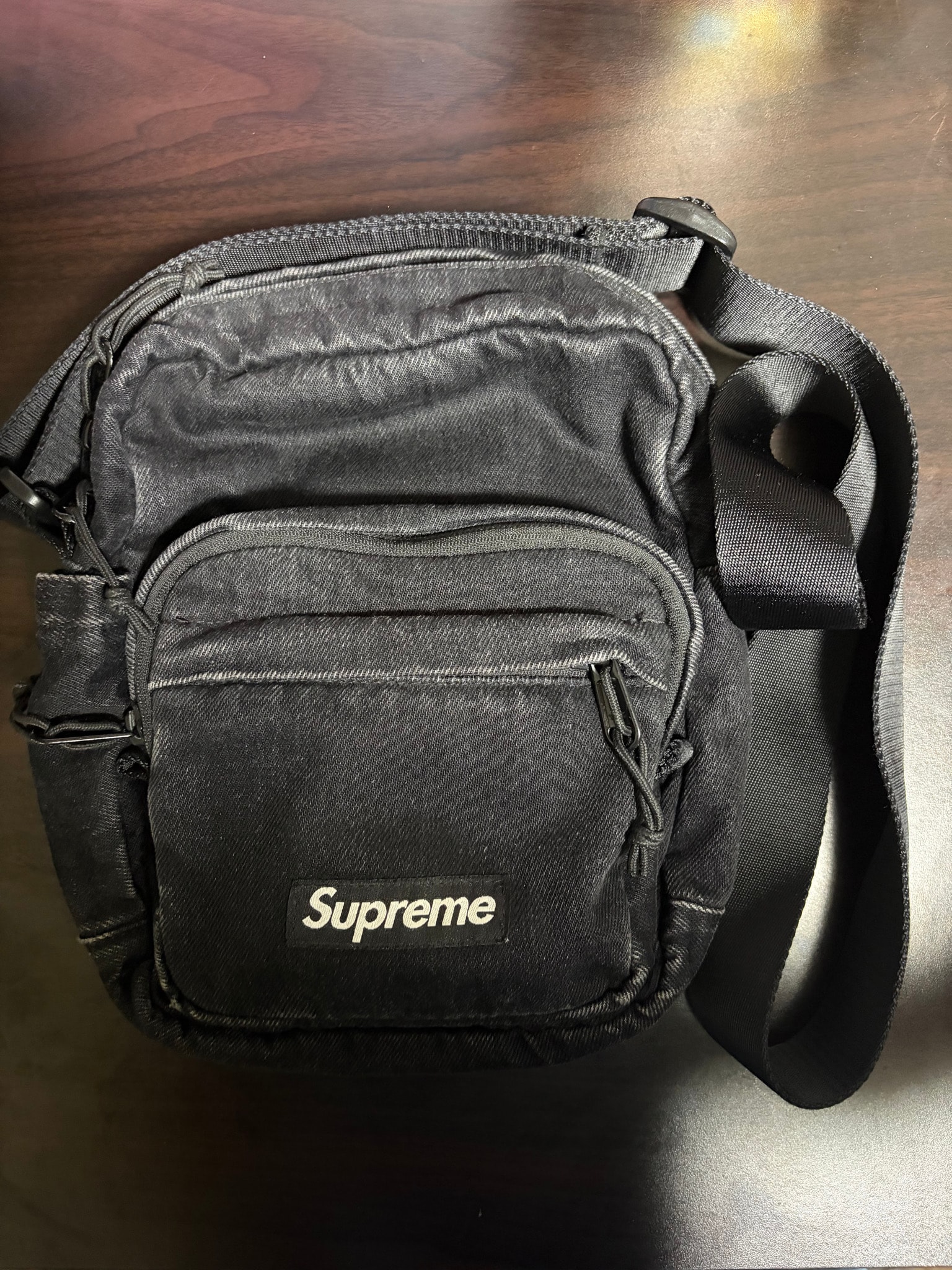 Supreme Denim Shoulder Bag "Black"