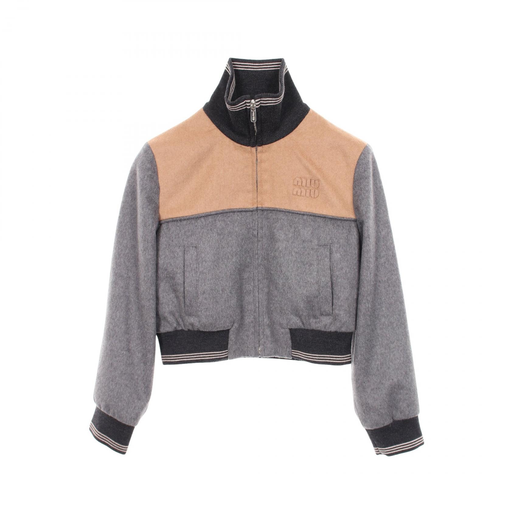 ミュウ ミュウ Miu Miu ブルゾン 衣料品 アウター ウール レディース グレー系 / ベージュ系 【中古】