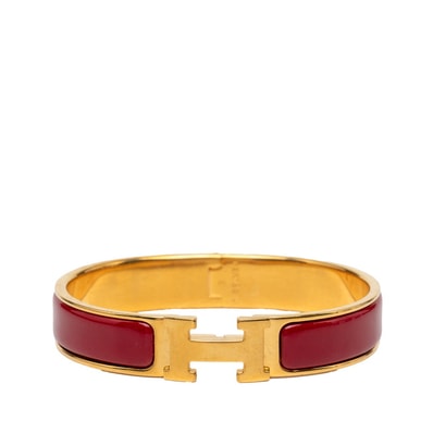 エルメス クリックH PM エナメルブレスレット レッド系 ゴールド メッキ レディース HERMES 【中古】