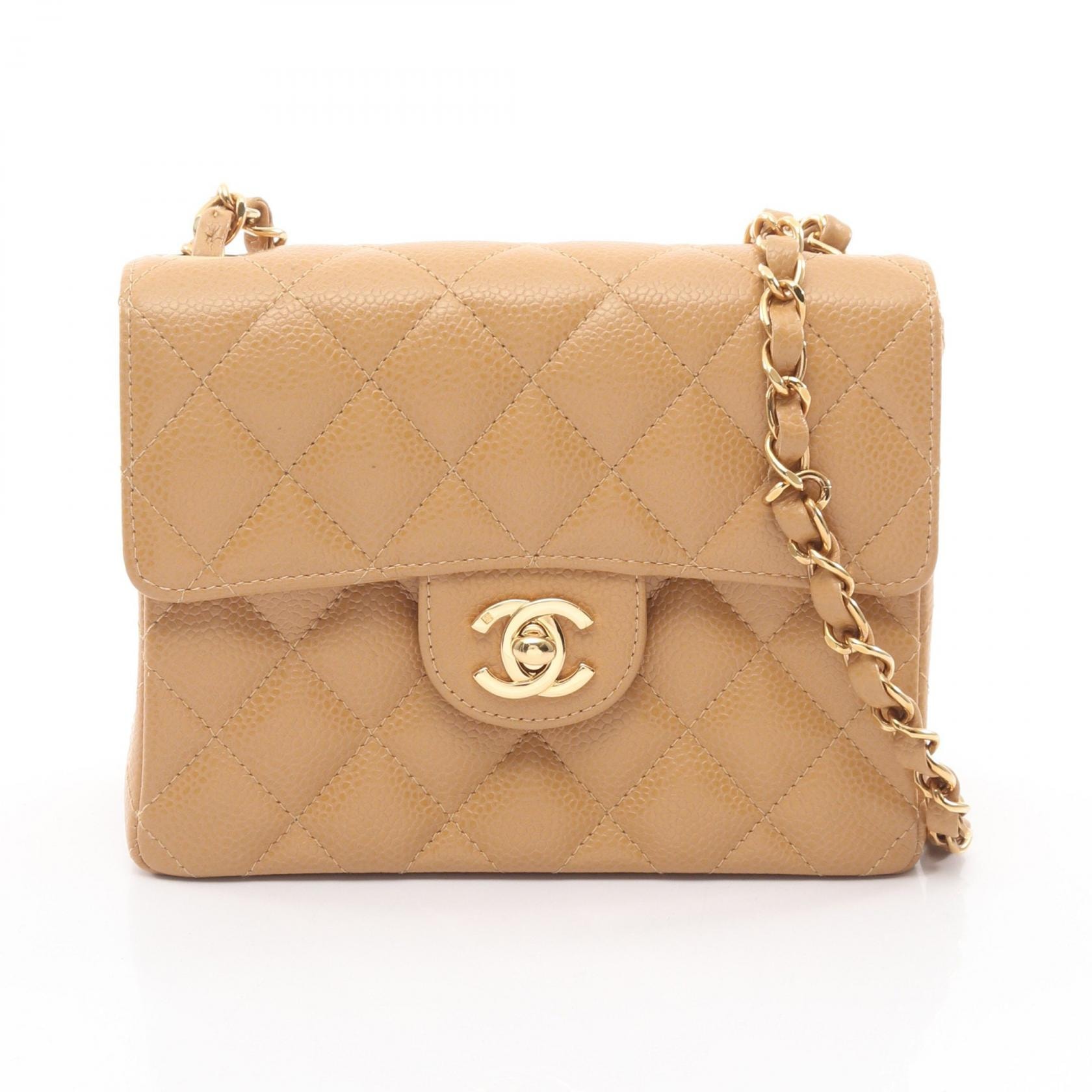 シャネル CHANEL ミニマトラッセ ショルダーバッグ バッグ レザー カーフ(牛革) レディース ベージュ系 【中古】
