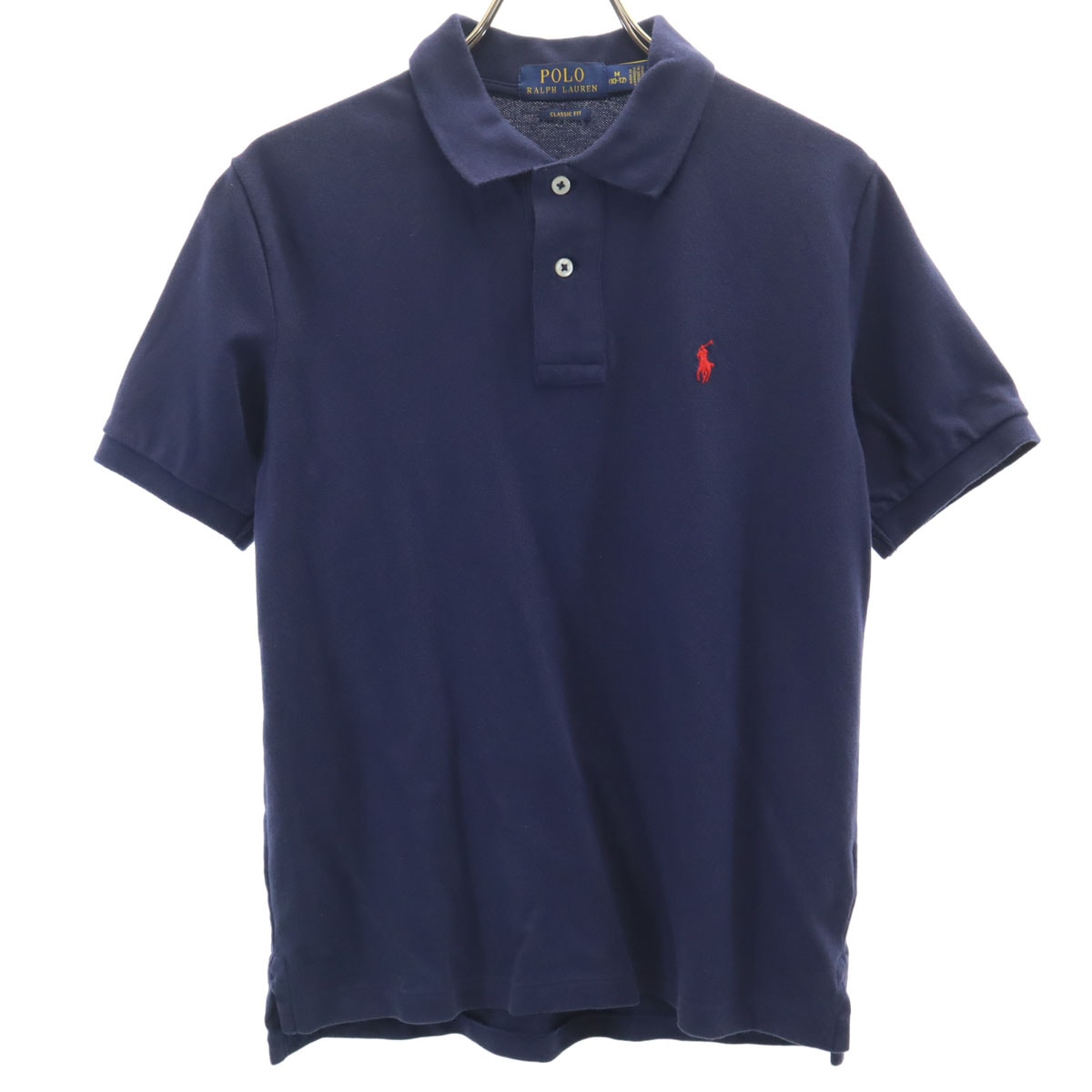 POLO RALPH LAUREN ポロラルフローレン 半袖 ポロシャツ M 10-12 ネイビー 鹿の子