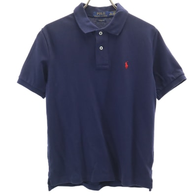 POLO RALPH LAUREN ポロラルフローレン 半袖 ポロシャツ M 10-12 ネイビー 鹿の子