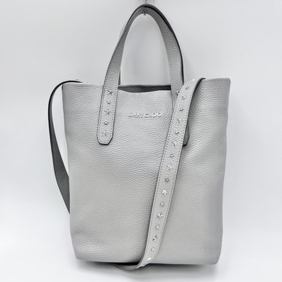 JIMMY CHOO(ジミーチュウ)ソフィア トートバッグ ショルダーバッグ スタースタッズ グレー レザー シルバー金具 2WAY レディース【中古】