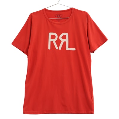 ダブルアールエル レッド ロゴ コットン 半袖Tシャツ M