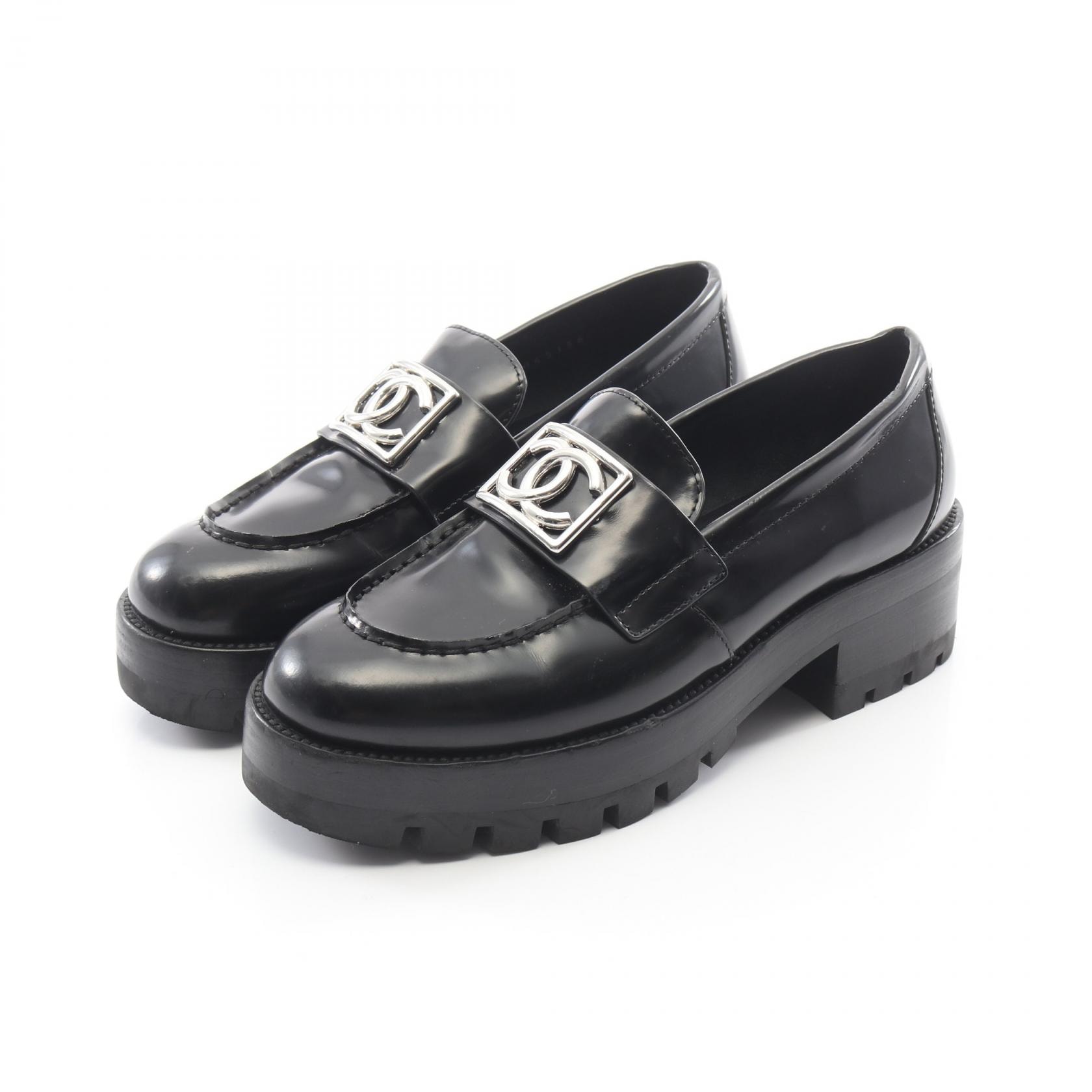 シャネル CHANEL ココマーク ローファー 靴 レザー レディース ブラック系 G45156 【中古】
