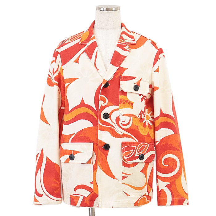ドリスヴァンノッテン 花柄 ジャケット メンズ オレンジ系 48 DRIES VAN NOTEN