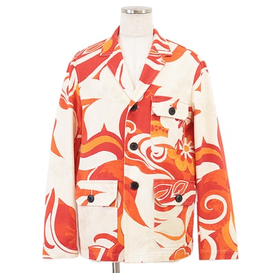 ドリスヴァンノッテン 花柄 ジャケット メンズ オレンジ系 48 DRIES VAN NOTEN