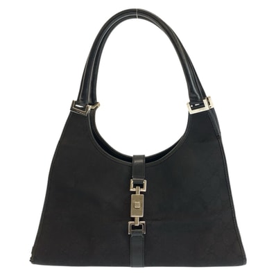 GUCCI グッチ ジャッキー ブラック 黒 シルバー金具 GGキャンバス レザー/ ハンドバッグ 602305 【中古】