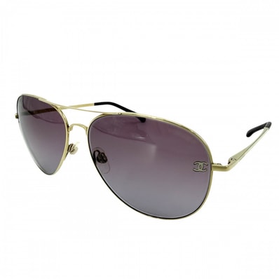 CHANEL シャネル サングラス ティアドロップ ココマーク アイウェア 眼鏡 4189 ブラウン 茶 ゴールド金具 レディース 美品【中古品】