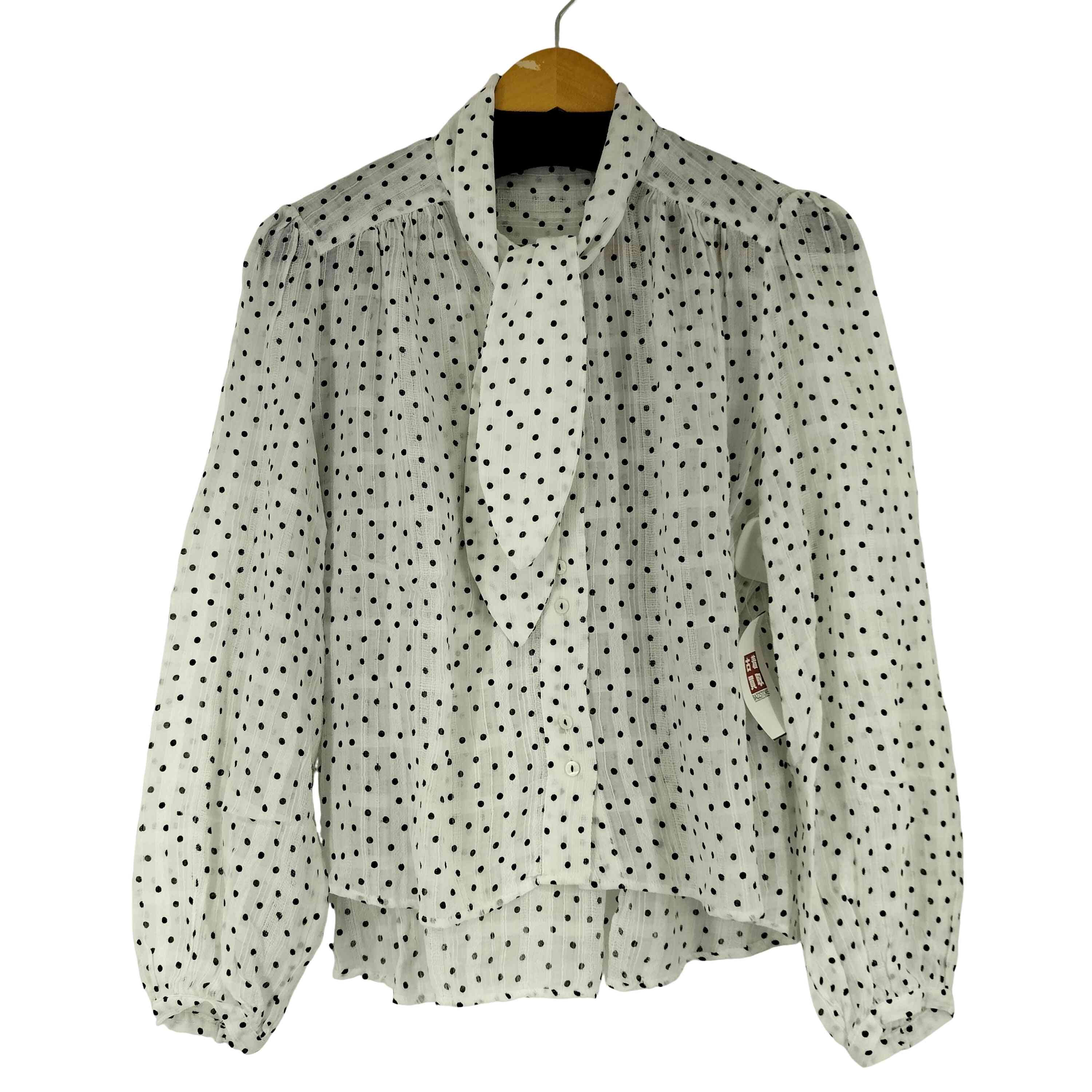 ドット柄 ボウタイ付き L/S ブラウス【1143356606041】