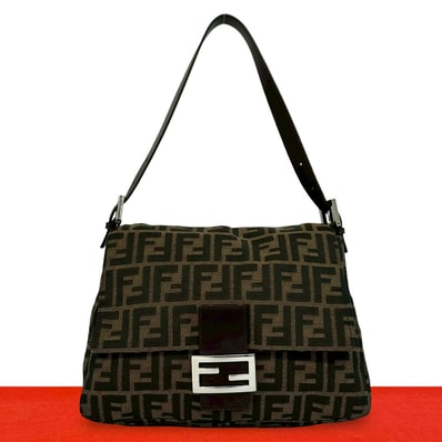 FENDI フェンディ マンマバケット ズッカ FF ロゴ 柄 キャンバス レザー ショルダーバッグ ブラウン
20463