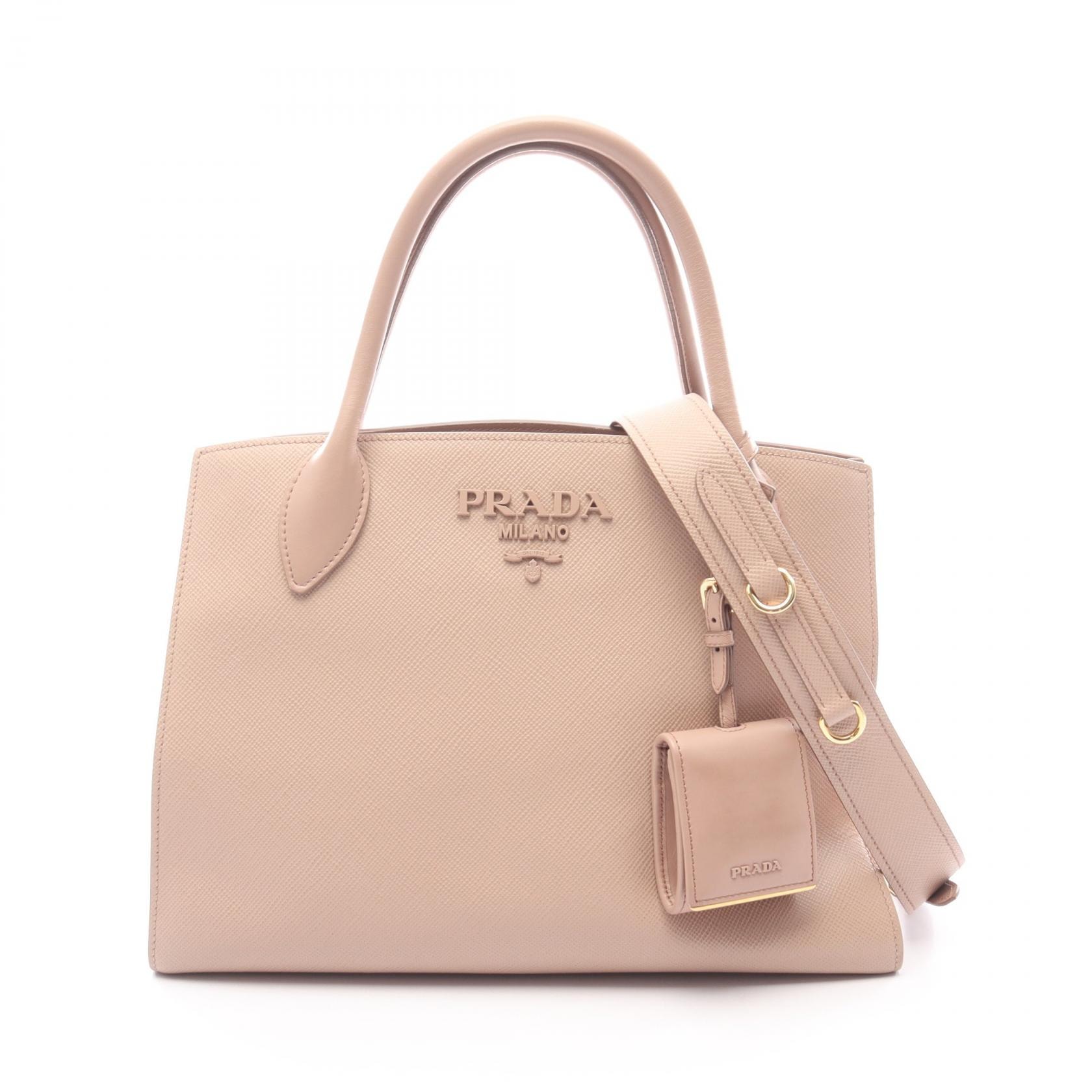 プラダ PRADA SAFFIANO CUIR C モノクローム ハンドバッグ バッグ サフィアーノレザー レディース ピンク系 【中古】