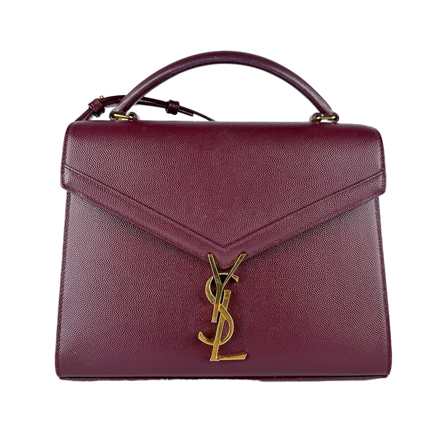 サンローラン SAINT LAURENT ショルダーバッグ ハンドバッグ カサンドラ レザー ボルドー ゴールド レディース 578000【中古】 z10758