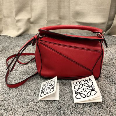 LOEWE Mini Puzzle Bag In Classic Calfskin "Pomodoro"