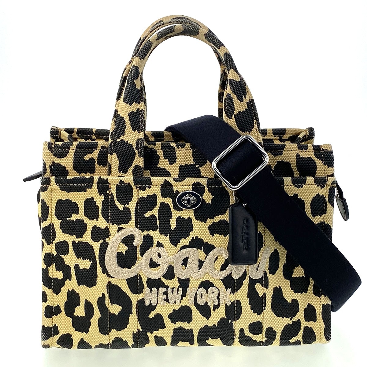 COACH コーチ カーゴトート 26 トートバッグ FREE キャンバス レオパード  レディース【中古】