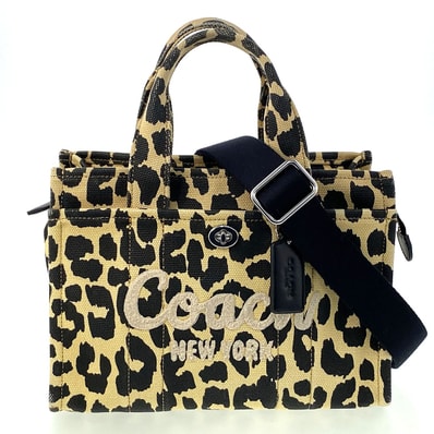 COACH コーチ カーゴトート 26 トートバッグ FREE キャンバス レオパード レディース【中古】