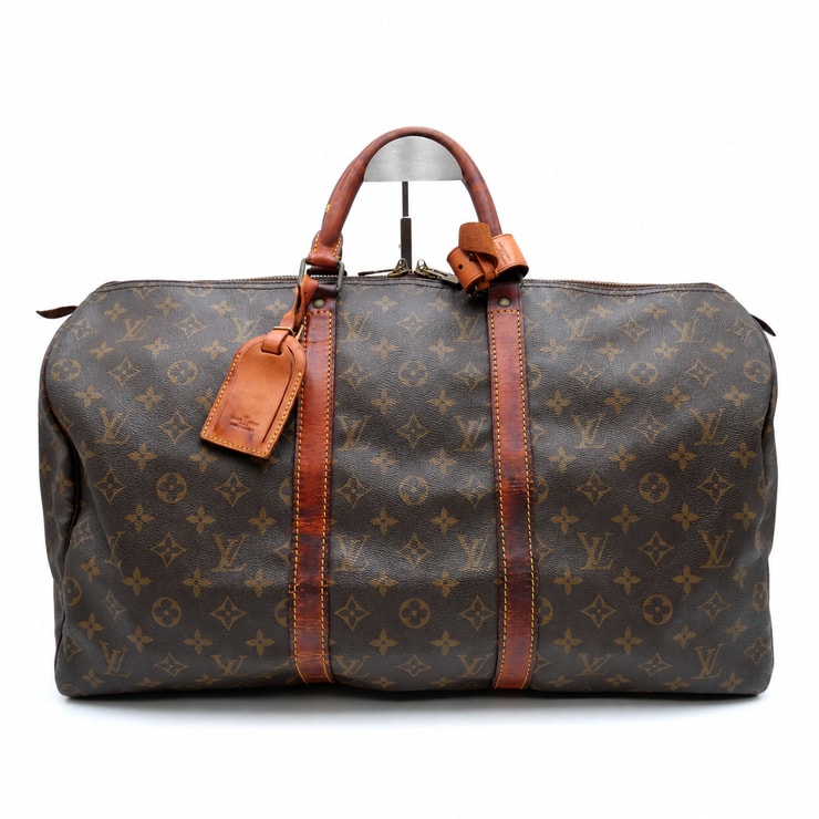 LOUIS VUITTON(ルイ・ヴィトン)キーポル50 ヴィンテージ ボストンバッグ トラベルバッグ モノグラム ブラウン PVC レザー 大容量 旅行バッグ メンズ レディース M41426【中古】