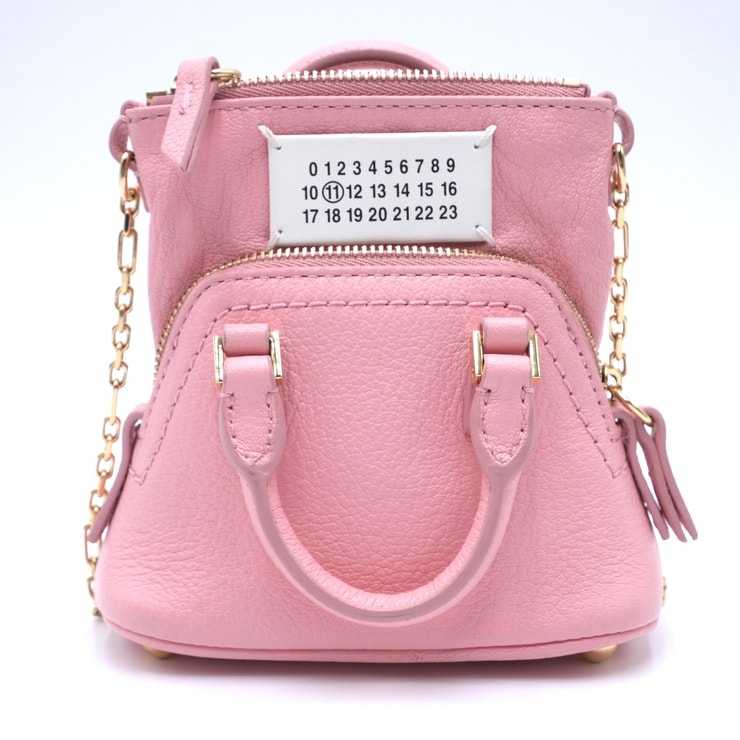 Maison Margiela(メゾン マルジェラ)5AC クラシック ベビー チェーンショルダーバッグ 2WAY ピンク レザー ゴールド金具 レディース【中古】
