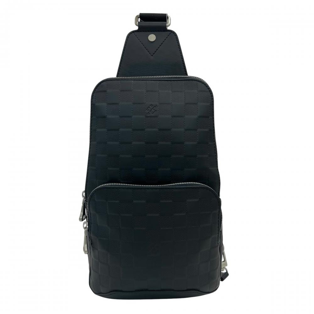 LOUIS VUITTON ルイヴィトン ボディバッグ ダミエ・アンフェニ アヴェニュー スリングバッグ 斜め掛け N41720 カーフ ブラック 黒 シルバー金具 メンズ【中古品】