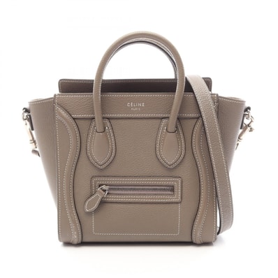 セリーヌ CELINE ラゲージ ナノショッパー 2WAY ハンドバッグ バッグ レザー レディース グレー系 【中古】