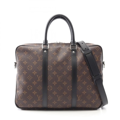 ルイ・ヴィトン LOUIS VUITTON PDV PM ブリーフケース バッグ PVCコーティングキャンバス レザー モノグラム・マカサー メンズ ブラウン系 / ブラック系 M52005 【中古】