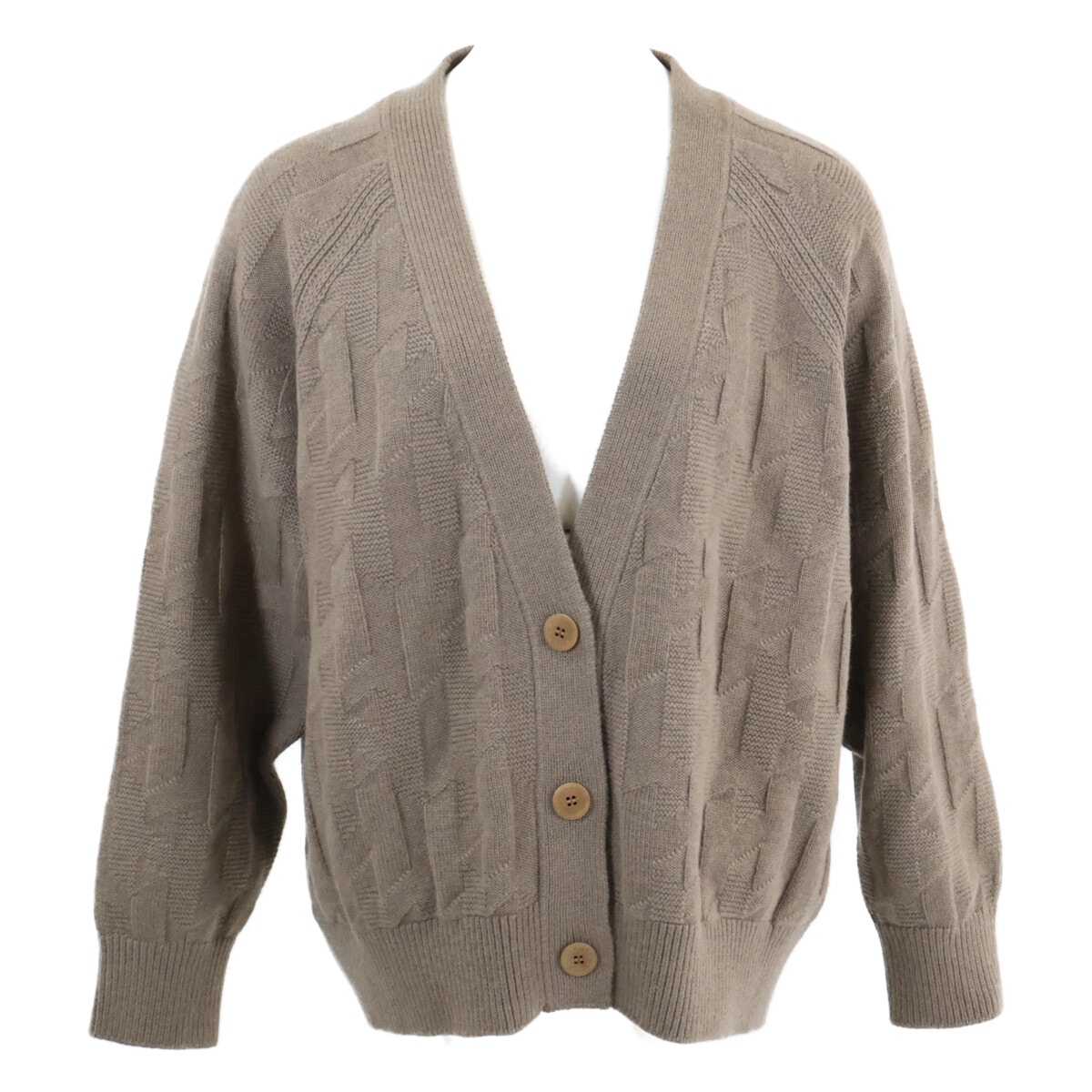 エルメス 【美品/国内正規】2707D3 カレッジH ジャガード ニットカーディガン 40