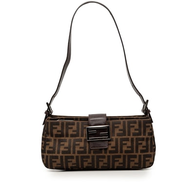 フェンディ ズッカ マンマバケット ワンショルダーバッグ ハンドバッグ ブラウン キャンバス レザー レディース FENDI 【中古】