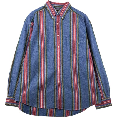 古着 90年代 ギャップ GAP オールドギャップ ストライプ柄 マルチストライプ 長袖 ボタンダウン フランネルシャツ メンズXL相当 ヴィンテージ/eaa646894