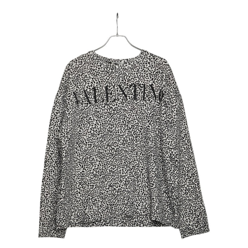 ヴァレンティノ ロゴプリント レオパード スウェット トレーナー サイズ L ブラック ホワイト コットン ポリウレタン メンズ VALENTINO 【中古】