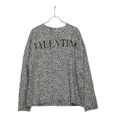 ヴァレンティノ ロゴプリント レオパード スウェット トレーナー サイズ L ブラック ホワイト コットン ポリウレタン メンズ VALENTINO 【中古】