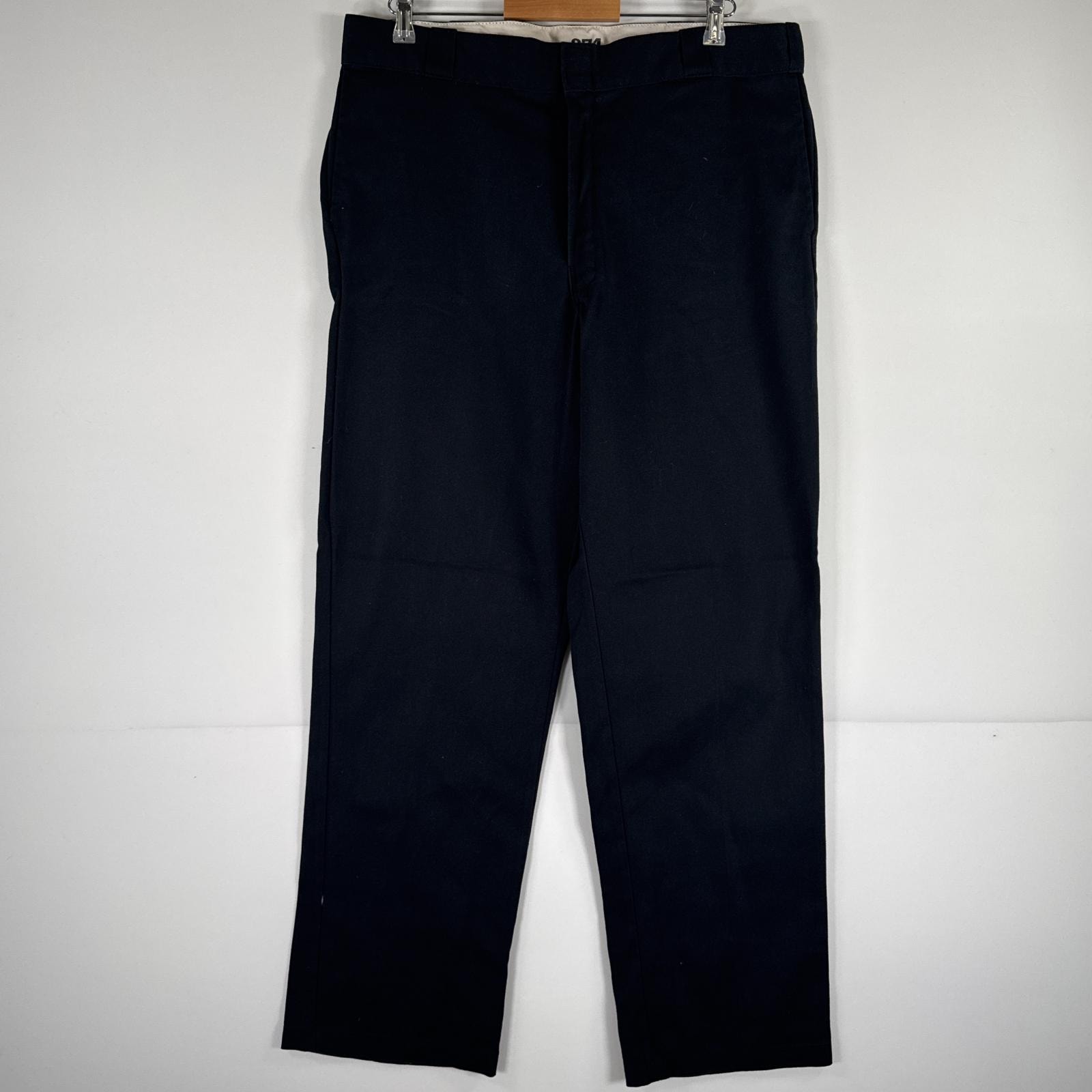 古着 ディッキーズ Dickies ワークパンツ ストレート 作業着 大きいサイズ 874 オリジナルフィット ワンポイント w38 L32 ブラック メンズ