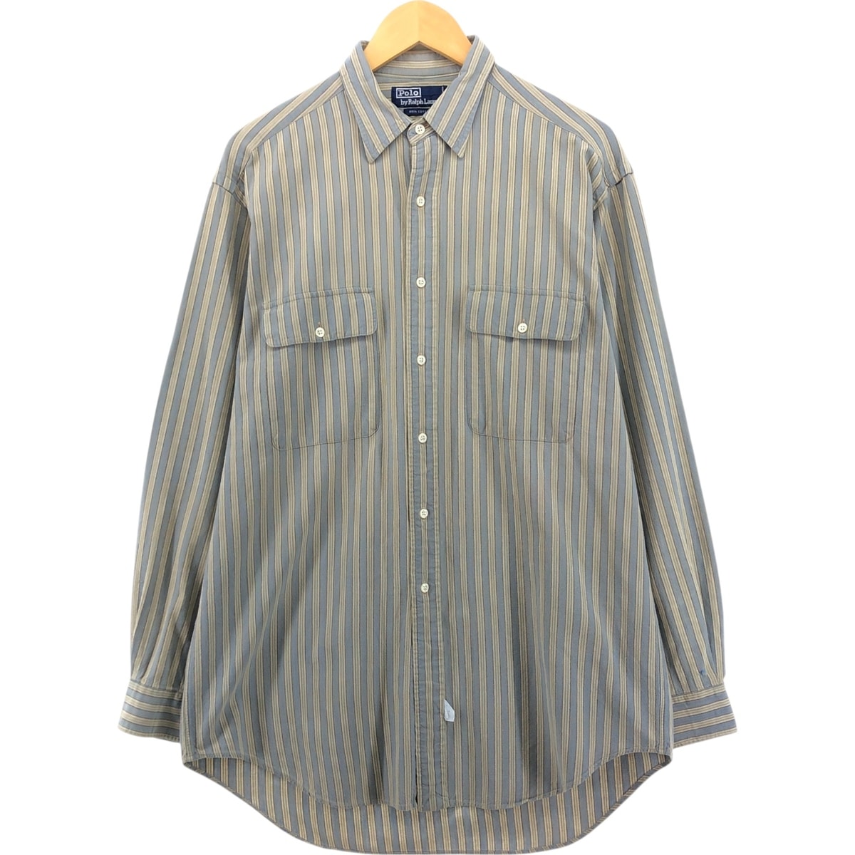 古着 ラルフローレン Ralph Lauren POLO by Ralph Lauren 長袖 コットンストライプシャツ メンズM相当/eaa473764
