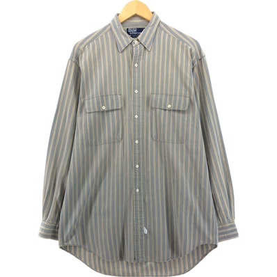 古着 ラルフローレン Ralph Lauren POLO by Ralph Lauren 長袖 コットンストライプシャツ メンズM相当/eaa473764