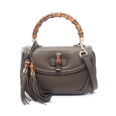 グッチ GUCCI ニューバンブー 2WAY ハンドバッグ バッグ レザー レディース カーキ系 254884 【中古】