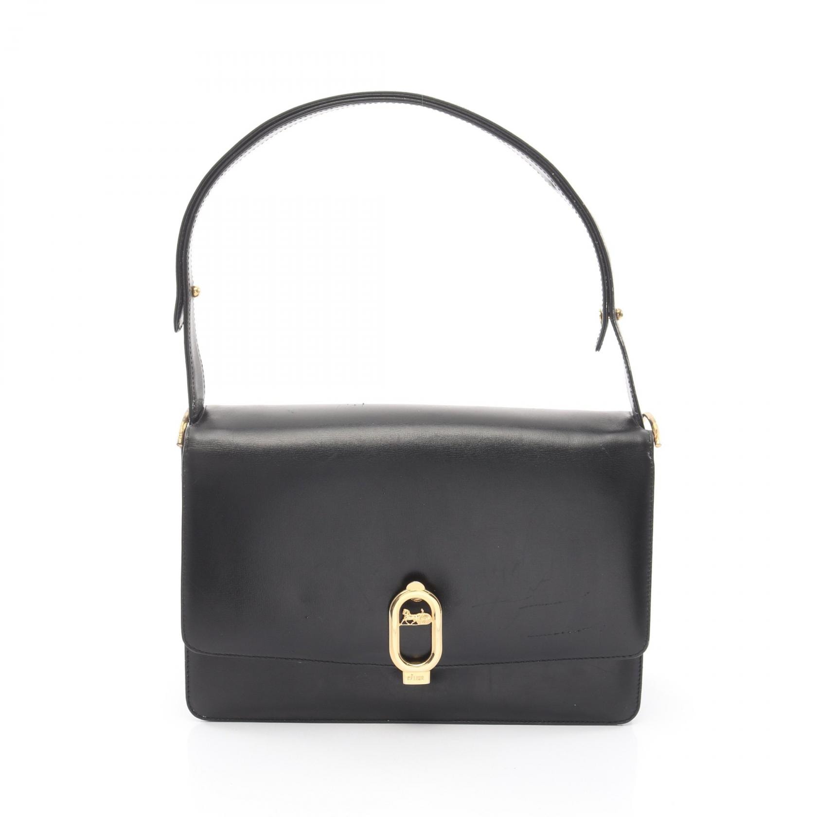 セリーヌ CELINE ショルダーバッグ バッグ レザー レディース ブラック系 【中古】