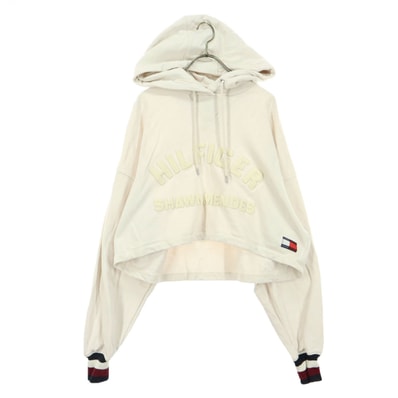 TOMMY HILFIGER トミーヒルフィガー SHAWN MENDES コラボ 長袖 ショート丈 スウェットパーカー M ベージュ系 ショーンメンデス