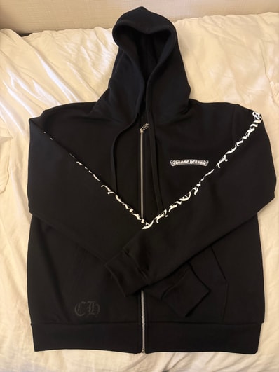 Chrome Hearts Back Scroll Logo Zip Hoodie "Black"