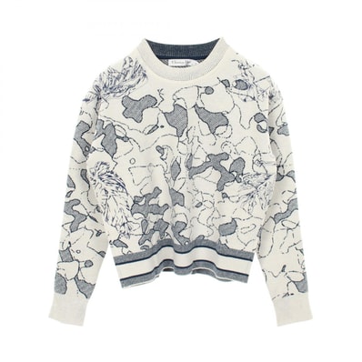 ディオール Dior トワル ドゥ ジュイ エンブロイダリー ニット 衣料品 トップス ウール カシミヤ レディース ホワイト系 / ネイビー系 【中古】