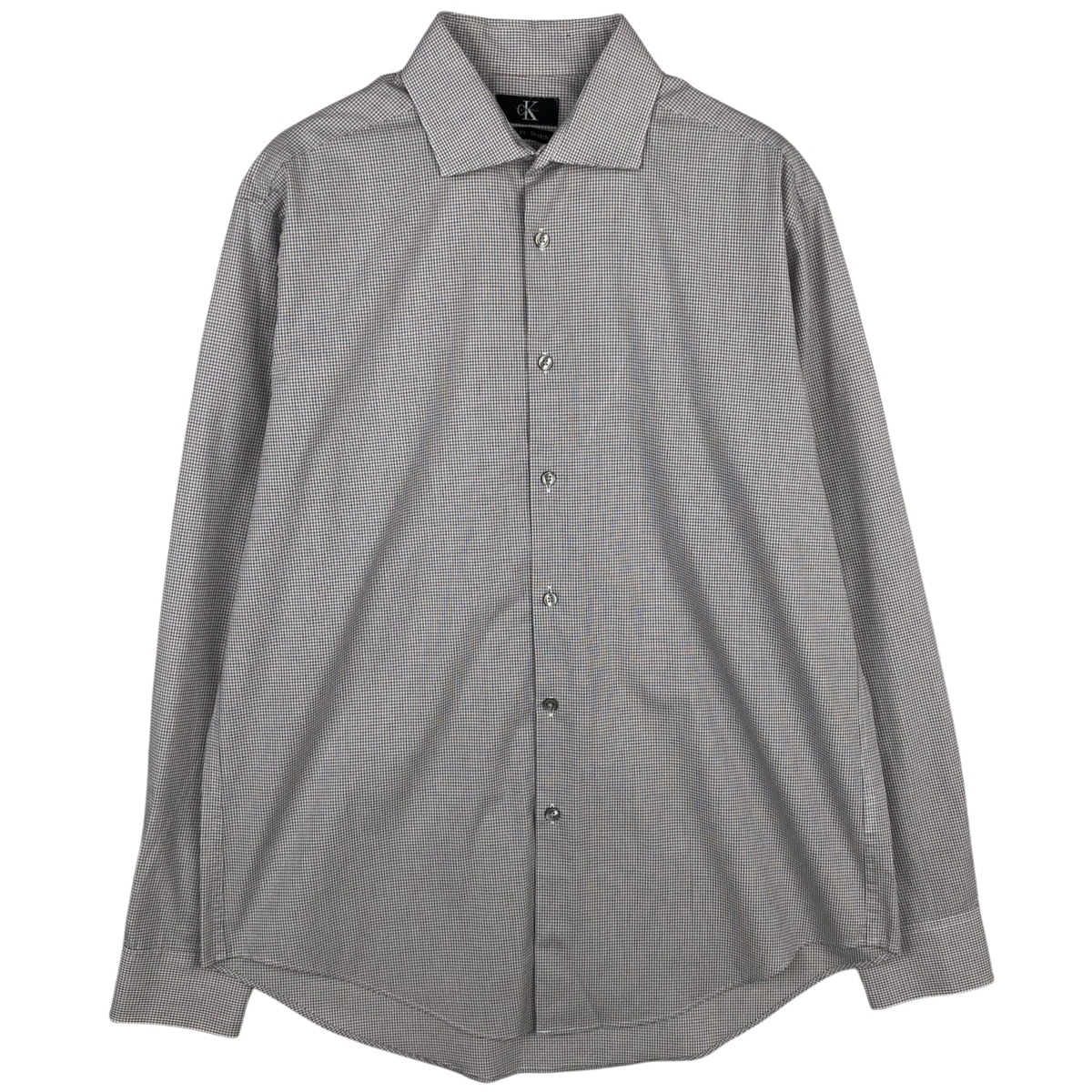 古着 カルバンクライン Calvin klein Slim Fit Stretch ワイドカラー 長袖 コットンチェックシャツ メンズL相当/rab181187