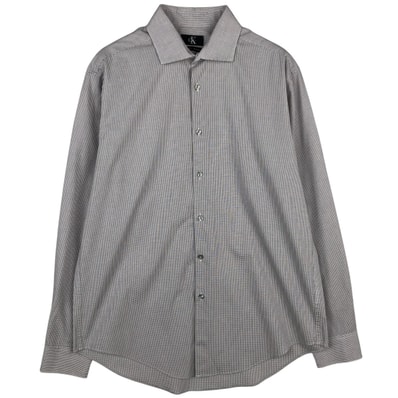 古着 カルバンクライン Calvin klein Slim Fit Stretch ワイドカラー 長袖 コットンチェックシャツ メンズL相当/rab181187