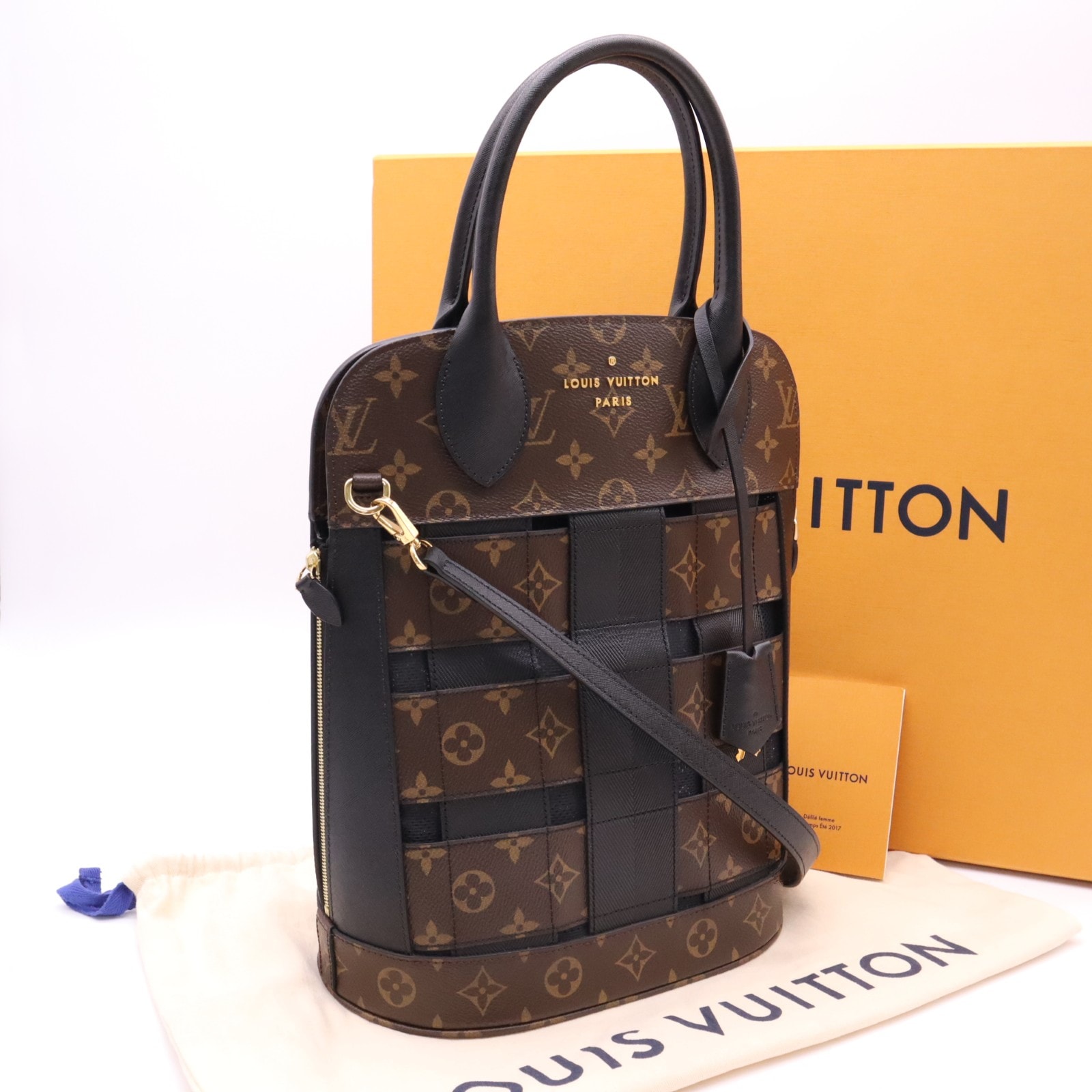 美品 LOUIS VUITTON ルイ・ヴィトン モノグラム トレサージュ トート M44111 ハンドバッグ ブラウン ベージュ ブラック コーティングキャンバス レザー レディース