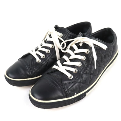 美品 シャネル ココマーク マトラッセ ローカットスニーカー 38 G26563