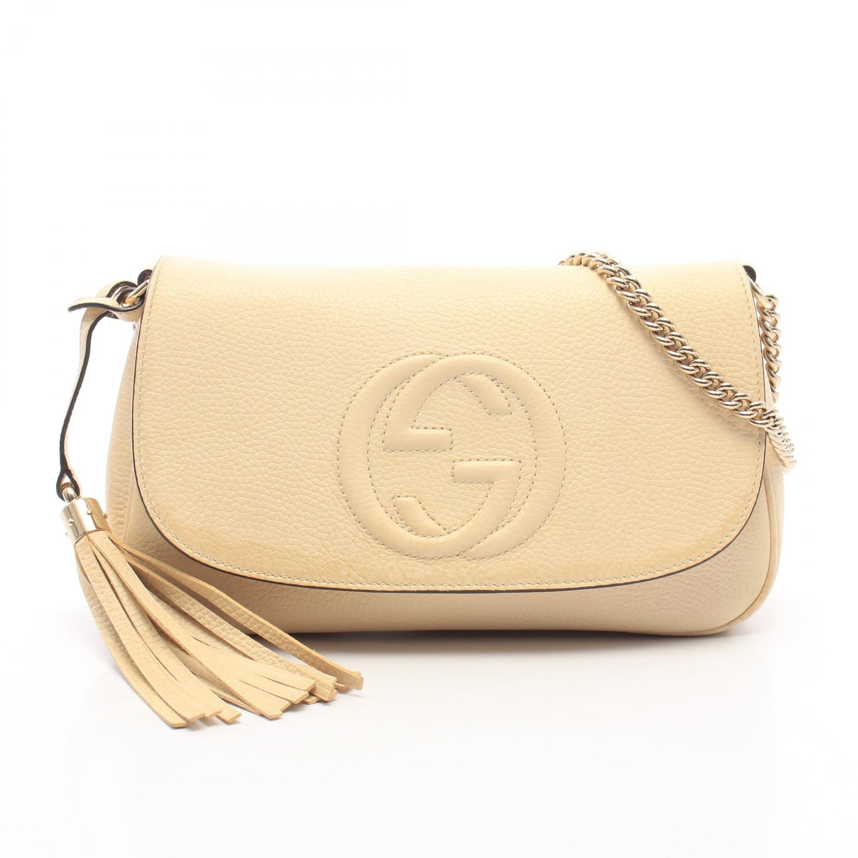 グッチ GUCCI ソーホー インターロッキングG ショルダーバッグ バッグ レザー レディース アイボリー系 536224 【中古】