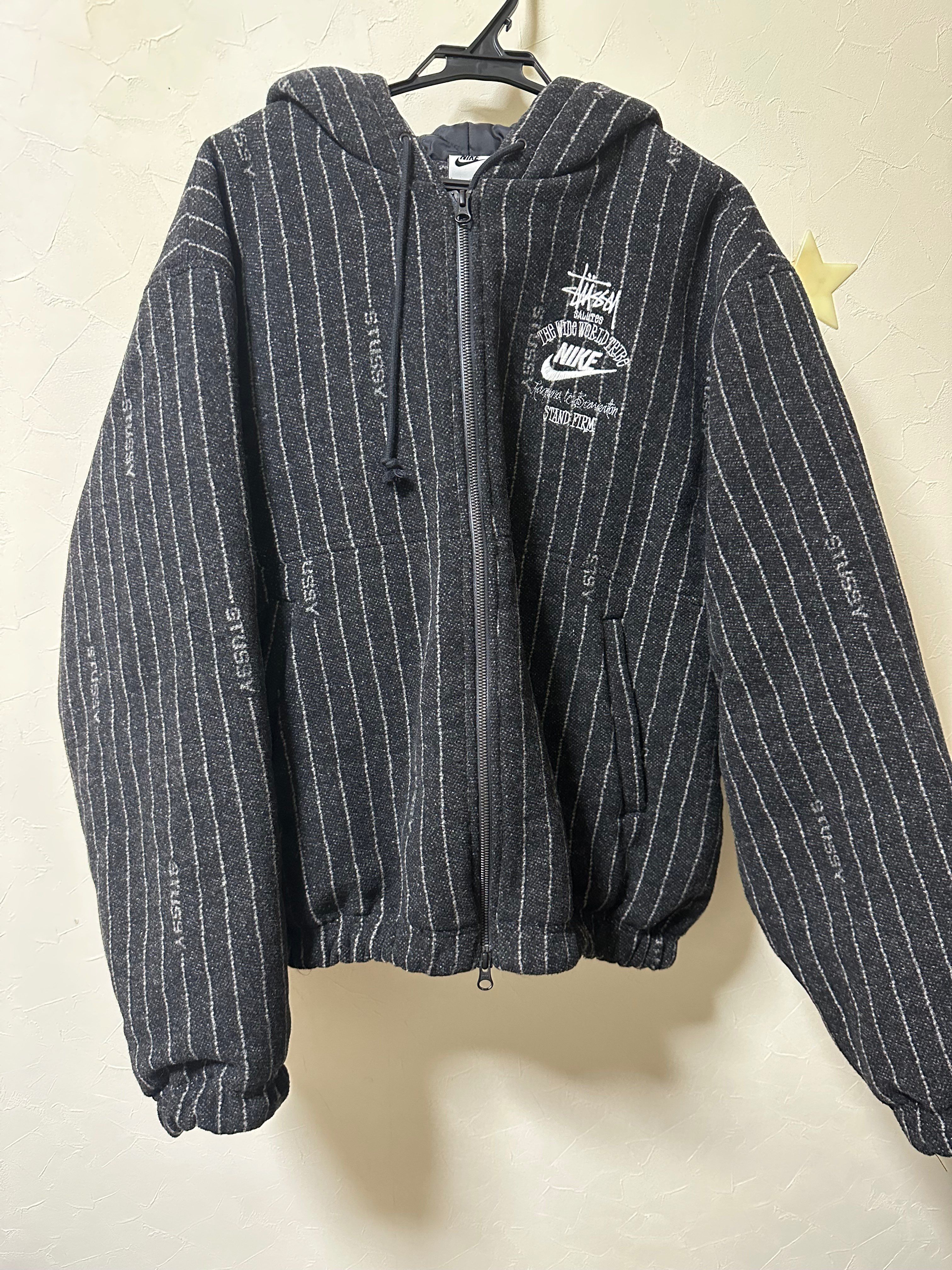 Stussy x Nike Striped Wool Jacket "Black"