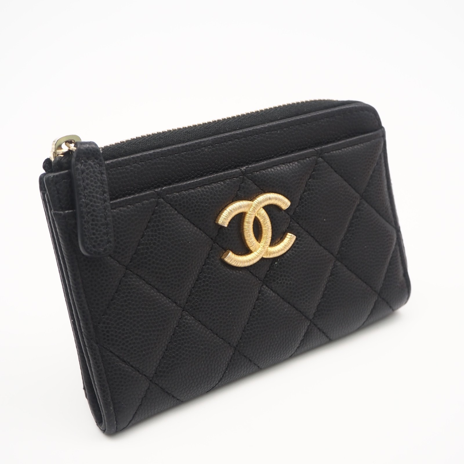 美品 CHANEL シャネル キャビアスキン マトラッセ フラグメントケース AP4478 コインケース ブラック キャビアスキン レディース